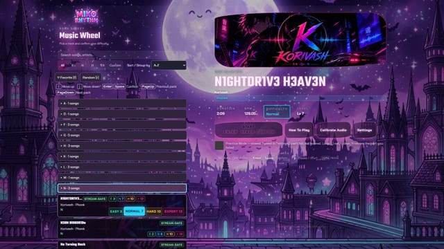 Song selection screen