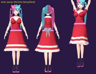 50s Diner Swing - front, back and jump pose
