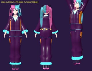 70s Disco Jumpsuit - front, back and jump pose