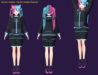 Hacker Hoodie - front, back and jump pose