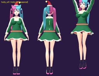 Holly Elf - front, back and jump pose