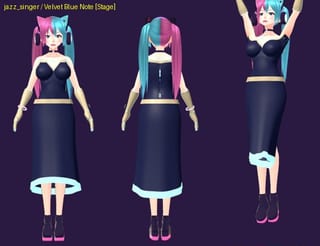 Velvet Blue Note - front, back and jump pose