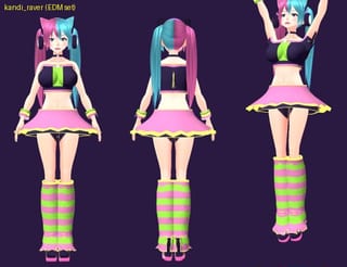Kandi Raver - front, back and jump pose