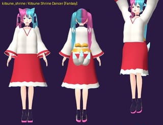 Kitsune Shrine Dancer - front, back and jump pose