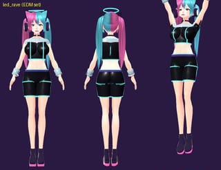 LED Rave - front, back and jump pose