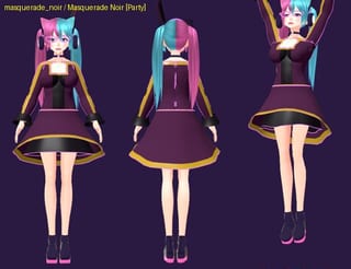 Masquerade Noir - front, back and jump pose