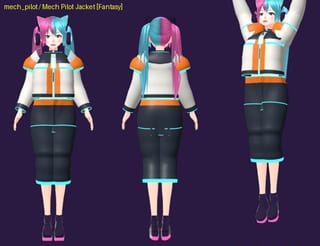 Mech Pilot Jacket - front, back and jump pose