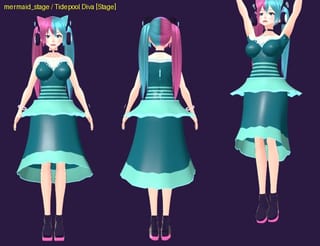 Tidepool Diva - front, back and jump pose