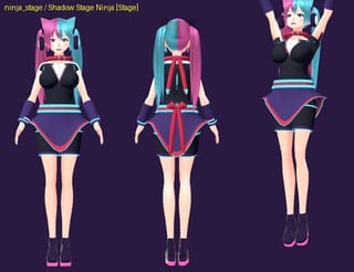 Shadow Stage Ninja - front, back and jump pose