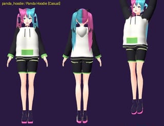 Panda Hoodie - front, back and jump pose