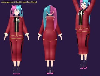 Red Carpet Tux - front, back and jump pose