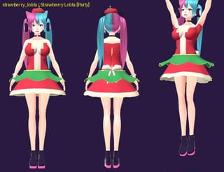 Strawberry Lolita - front, back and jump pose