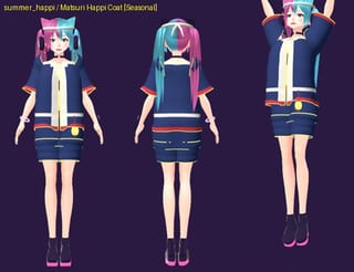 Matsuri Happi Coat - front, back and jump pose
