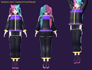 Tracksuit Crew - front, back and jump pose