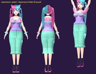 Vaporwave Pastel - front, back and jump pose