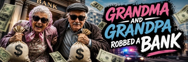 Grandma and Grandpa robbed a bank - song banner